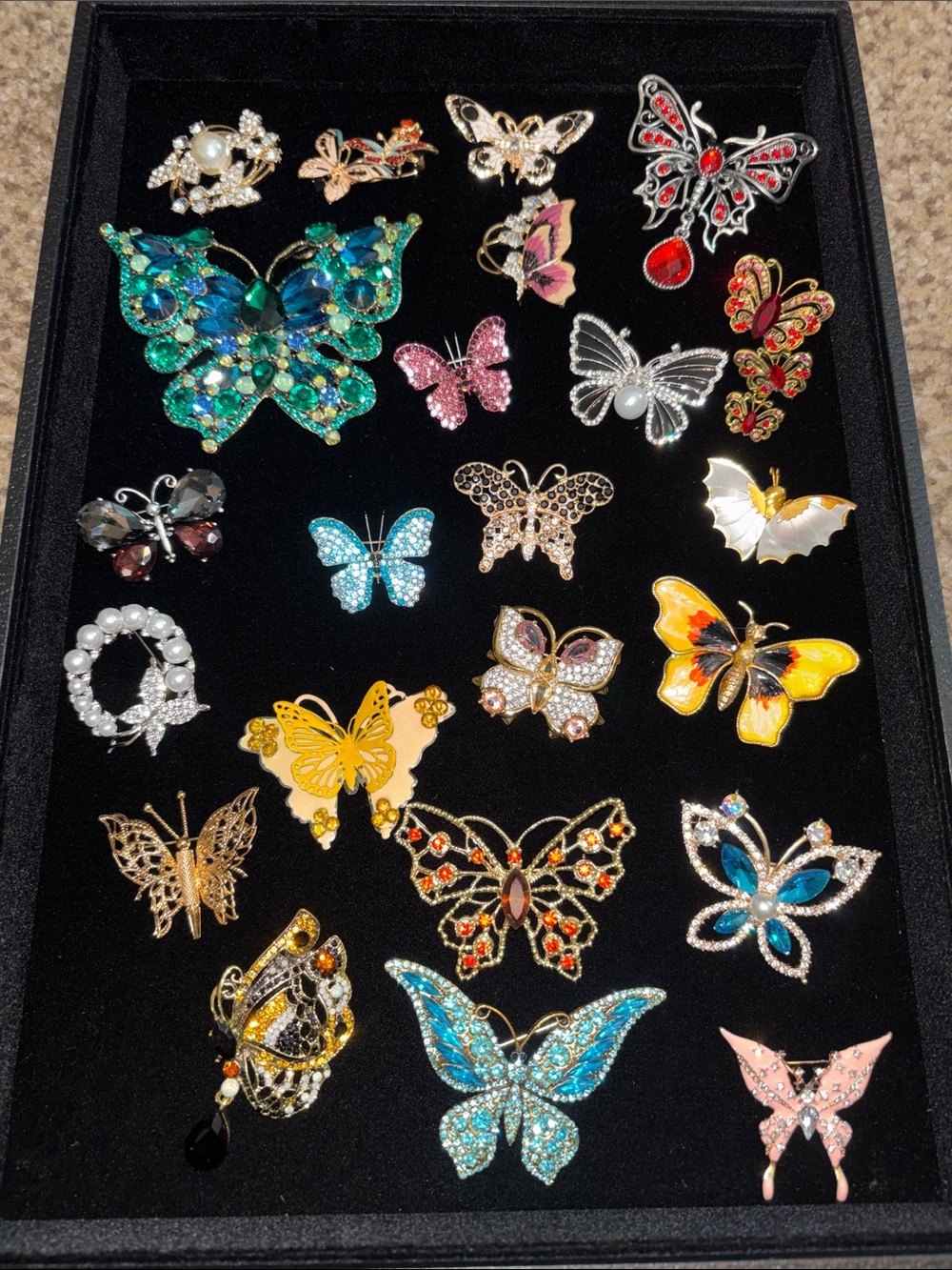 23 Assorted Butterfly Brooch Pin - Multicolor Lot